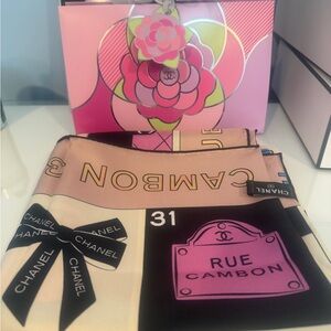 Chanel Pink and Beige Scarf